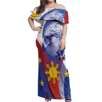 Personalized Philippines Eagle Week Off Shoulder Maxi Dress Filipino Eagle with Flag Motif