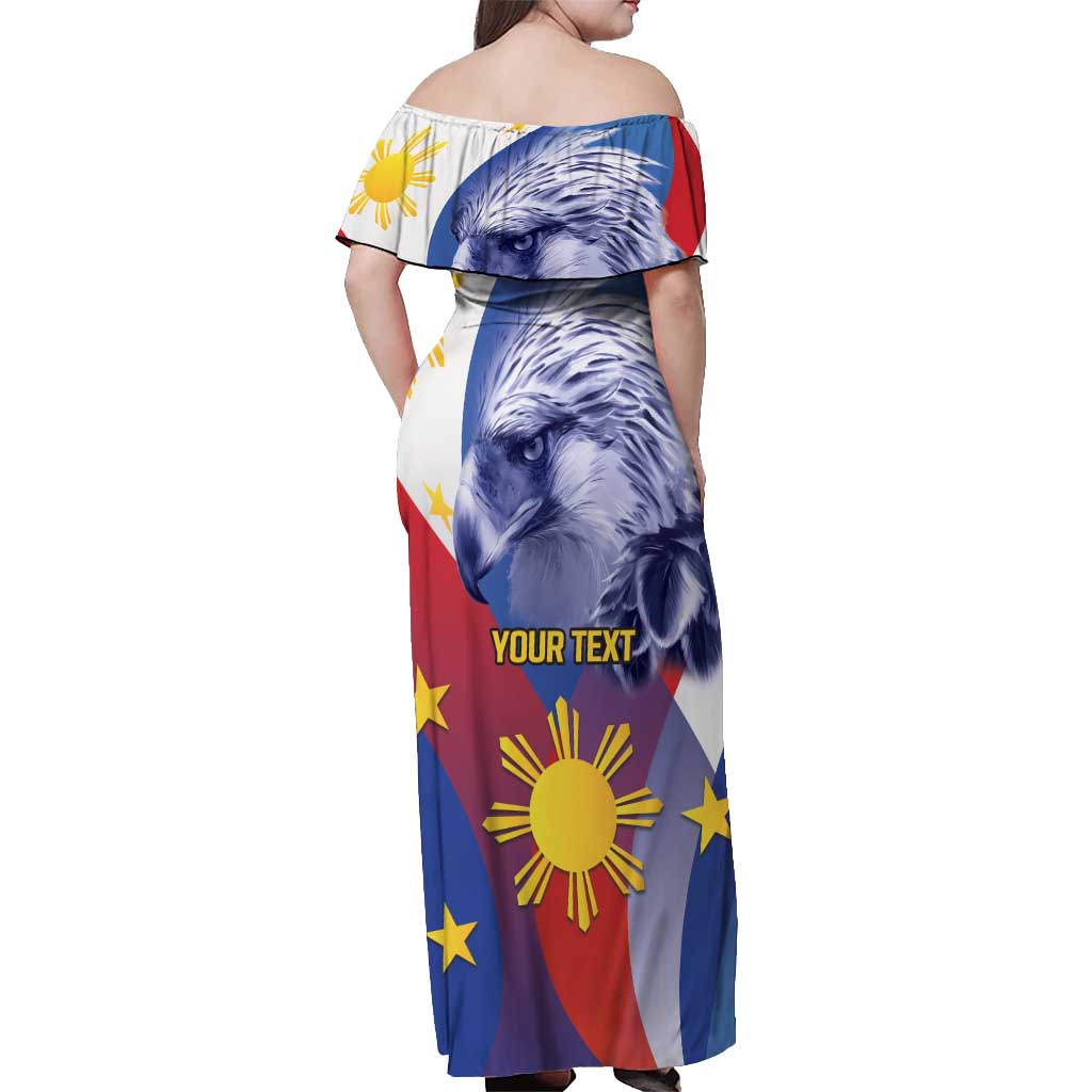 Personalized Philippines Eagle Week Off Shoulder Maxi Dress Filipino Eagle with Flag Motif