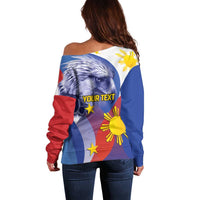 Personalized Philippines Eagle Week Off Shoulder Sweater Filipino Eagle with Flag Motif