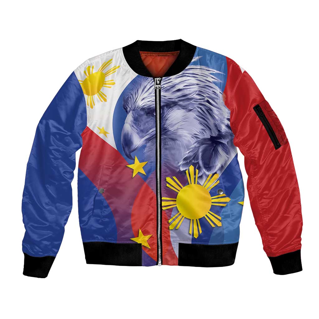 Personalized Philippines Eagle Week Sleeve Zip Bomber Jacket Filipino Eagle with Flag Motif
