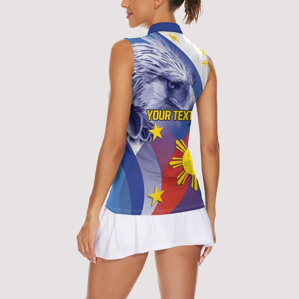 Personalized Philippines Eagle Week Women Sleeveless Polo Shirt Filipino Eagle with Flag Motif