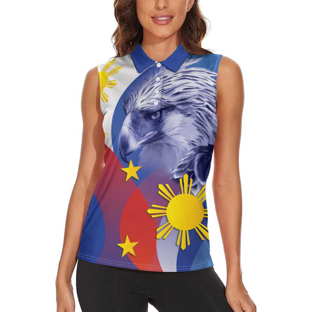Personalized Philippines Eagle Week Women Sleeveless Polo Shirt Filipino Eagle with Flag Motif