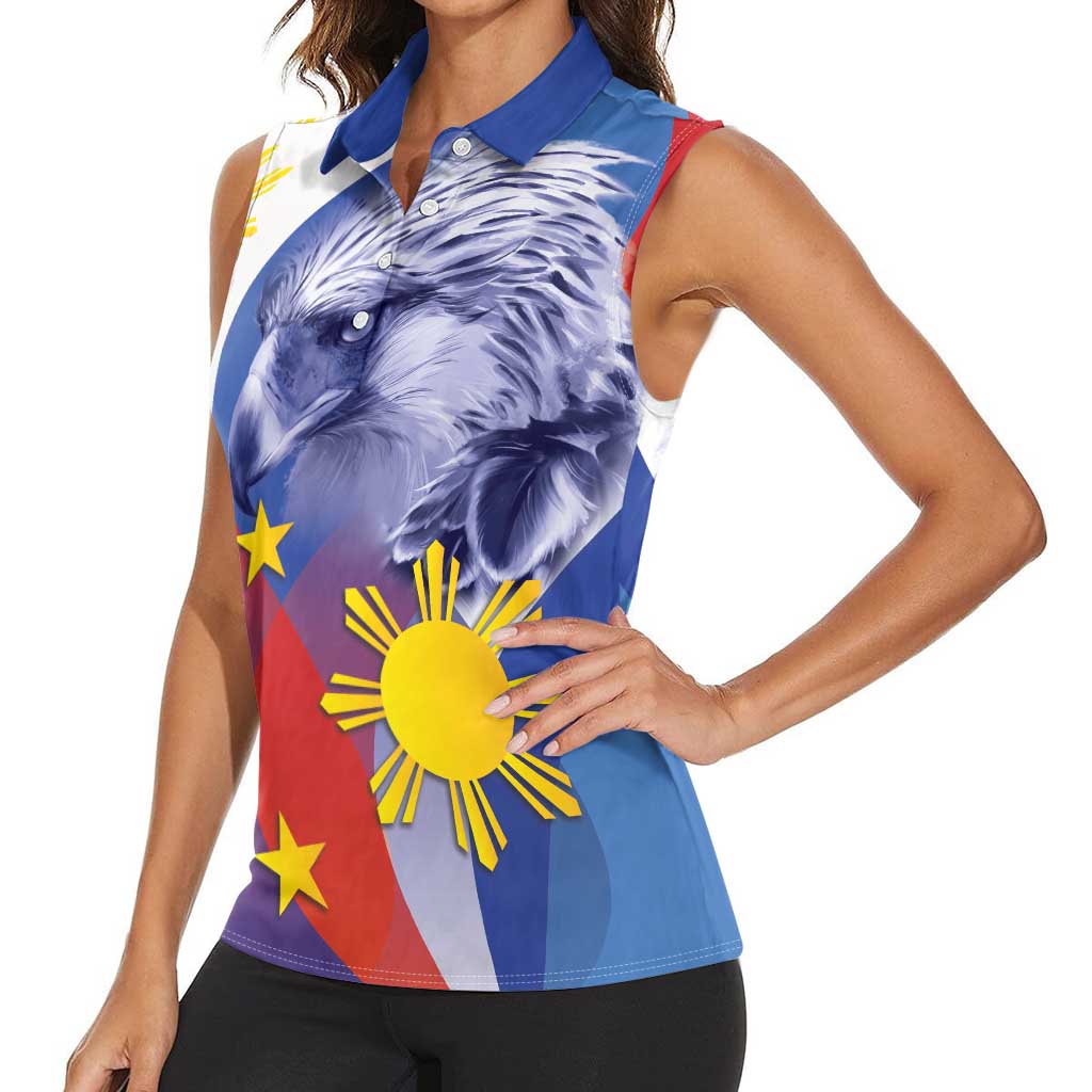 Personalized Philippines Eagle Week Women Sleeveless Polo Shirt Filipino Eagle with Flag Motif