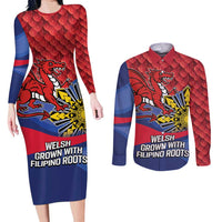 Personalized Welsh Grown With Filipino Roots Couples Matching Long Sleeve Bodycon Dress and Long Sleeve Button Shirt