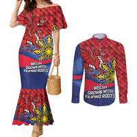 Personalized Welsh Grown With Filipino Roots Couples Matching Mermaid Dress and Long Sleeve Button Shirt