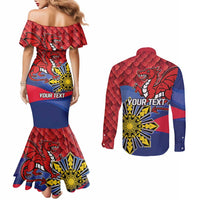 Personalized Welsh Grown With Filipino Roots Couples Matching Mermaid Dress and Long Sleeve Button Shirt