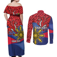 Personalized Welsh Grown With Filipino Roots Couples Matching Off Shoulder Maxi Dress and Long Sleeve Button Shirt