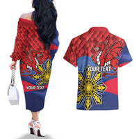 Personalized Welsh Grown With Filipino Roots Couples Matching Off The Shoulder Long Sleeve Dress and Hawaiian Shirt