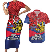 Personalized Welsh Grown With Filipino Roots Couples Matching Short Sleeve Bodycon Dress and Hawaiian Shirt