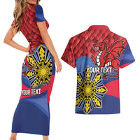 Personalized Welsh Grown With Filipino Roots Couples Matching Short Sleeve Bodycon Dress and Hawaiian Shirt