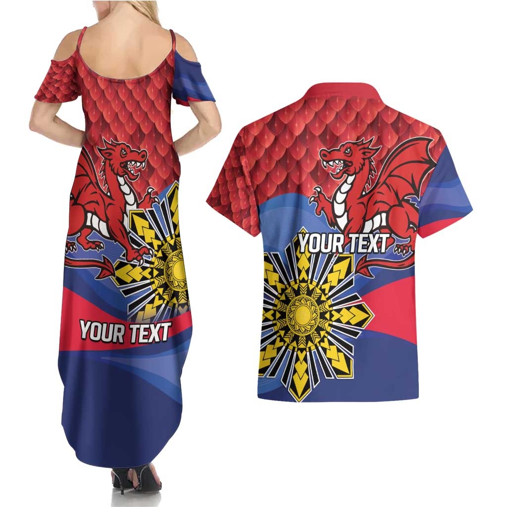 Personalized Welsh Grown With Filipino Roots Couples Matching Summer Maxi Dress and Hawaiian Shirt