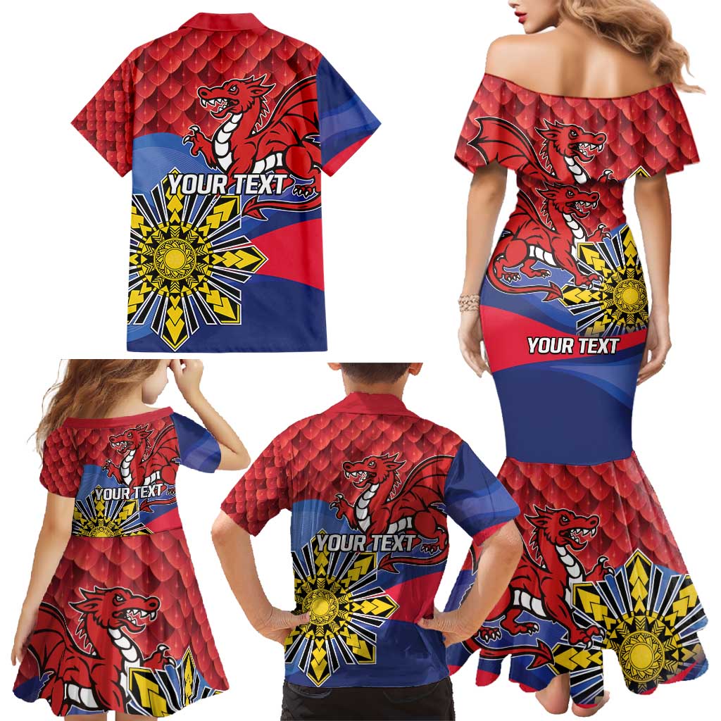 Personalized Welsh Grown With Filipino Roots Family Matching Mermaid Dress and Hawaiian Shirt