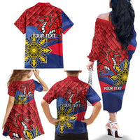Personalized Welsh Grown With Filipino Roots Family Matching Off The Shoulder Long Sleeve Dress and Hawaiian Shirt