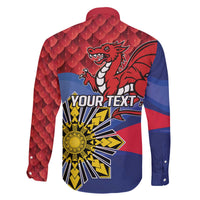 Personalized Welsh Grown With Filipino Roots Family Matching Off The Shoulder Long Sleeve Dress and Hawaiian Shirt
