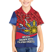 Personalized Welsh Grown With Filipino Roots Family Matching Off The Shoulder Long Sleeve Dress and Hawaiian Shirt