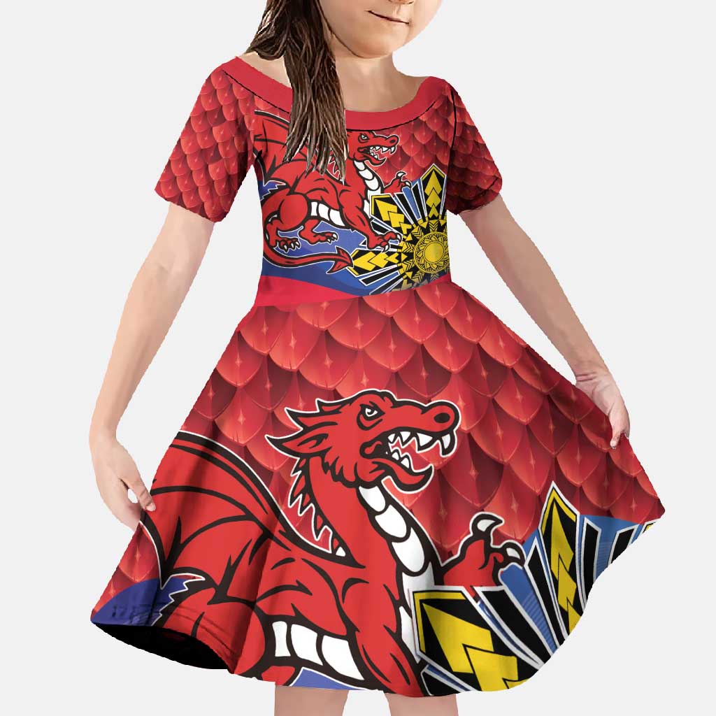 Personalized Welsh Grown With Filipino Roots Family Matching Off Shoulder Maxi Dress and Hawaiian Shirt