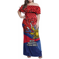 Personalized Welsh Grown With Filipino Roots Family Matching Off Shoulder Maxi Dress and Hawaiian Shirt