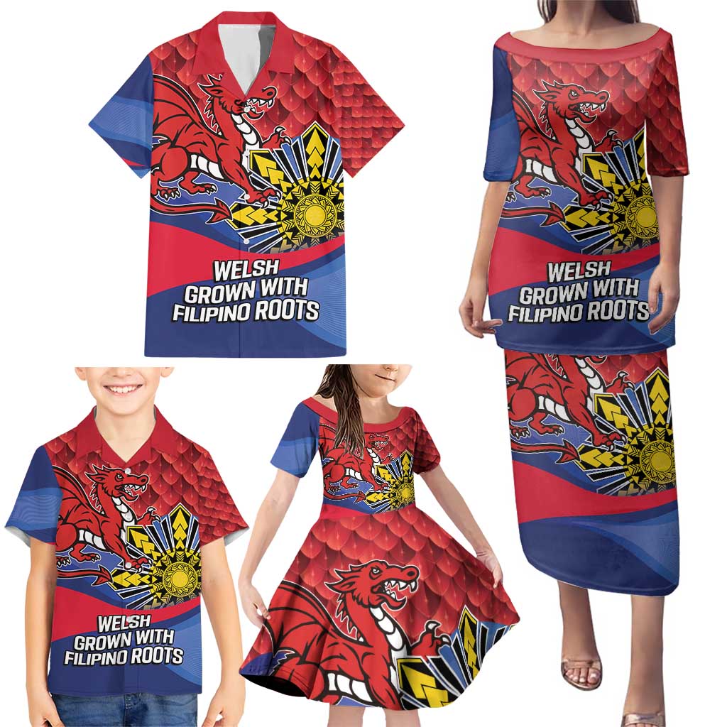 Personalized Welsh Grown With Filipino Roots Family Matching Puletasi and Hawaiian Shirt