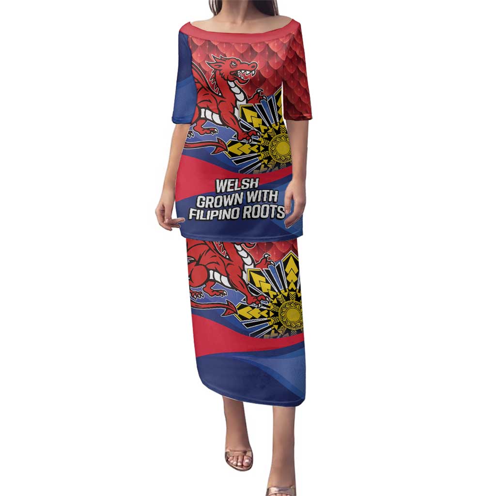 Personalized Welsh Grown With Filipino Roots Family Matching Puletasi and Hawaiian Shirt