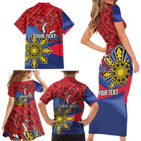 Personalized Welsh Grown With Filipino Roots Family Matching Short Sleeve Bodycon Dress and Hawaiian Shirt