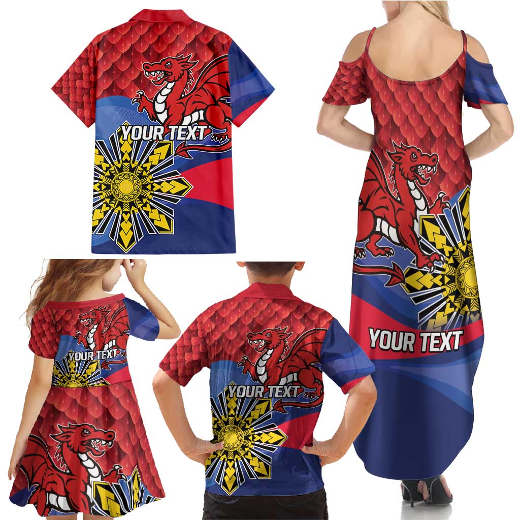 Personalized Welsh Grown With Filipino Roots Family Matching Summer Maxi Dress and Hawaiian Shirt