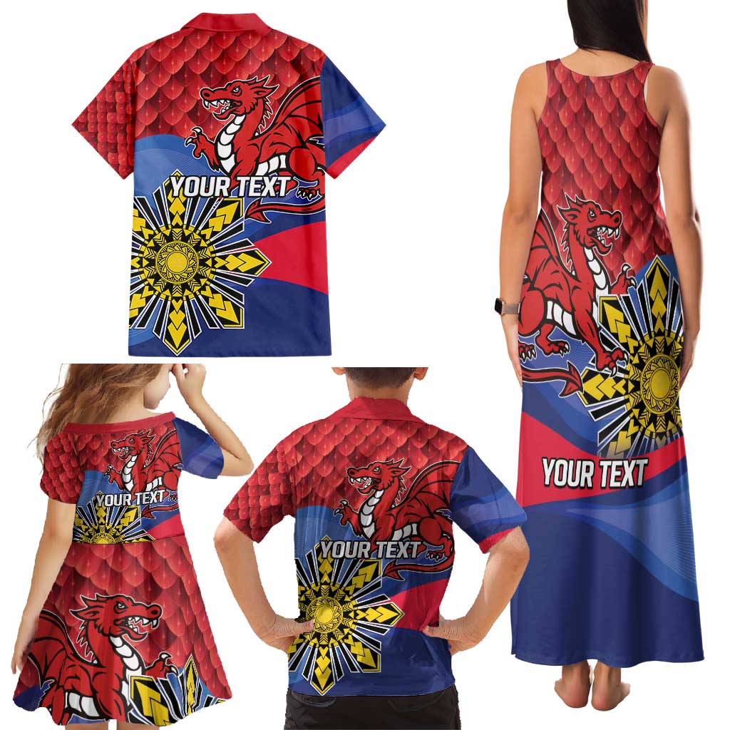 Personalized Welsh Grown With Filipino Roots Family Matching Tank Maxi Dress and Hawaiian Shirt
