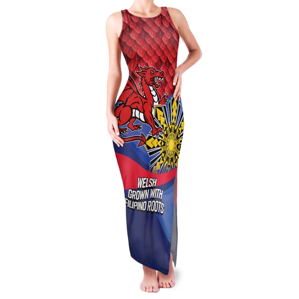 Personalized Welsh Grown With Filipino Roots Family Matching Tank Maxi Dress and Hawaiian Shirt