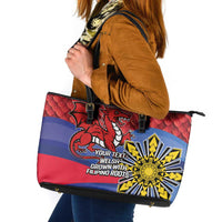 Personalized Welsh Grown With Filipino Roots Leather Tote Bag