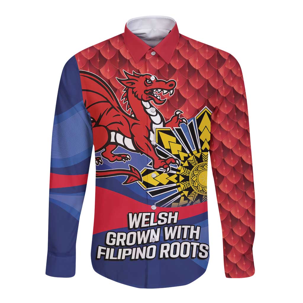 Personalized Welsh Grown With Filipino Roots Long Sleeve Button Shirt