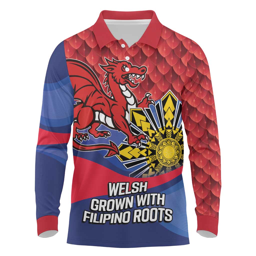 Personalized Welsh Grown With Filipino Roots Long Sleeve Polo Shirt