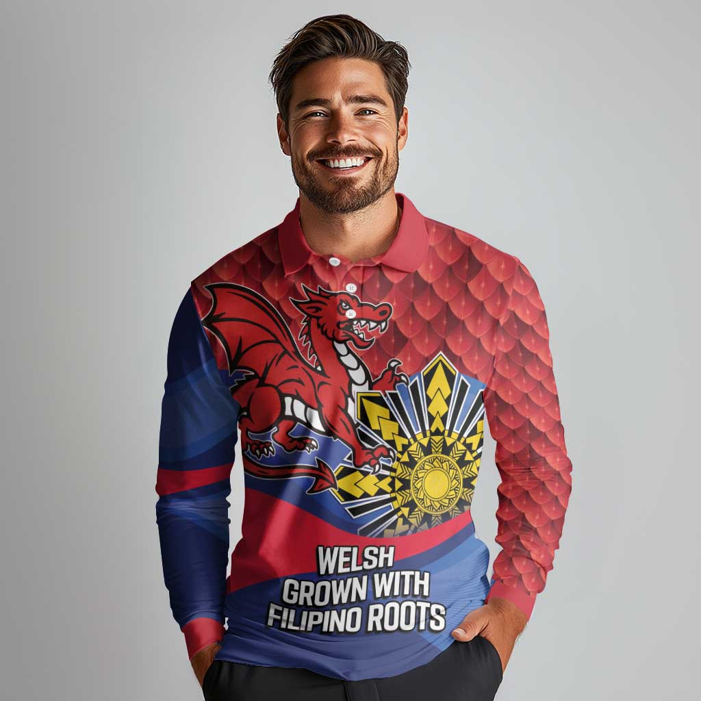 Personalized Welsh Grown With Filipino Roots Long Sleeve Polo Shirt