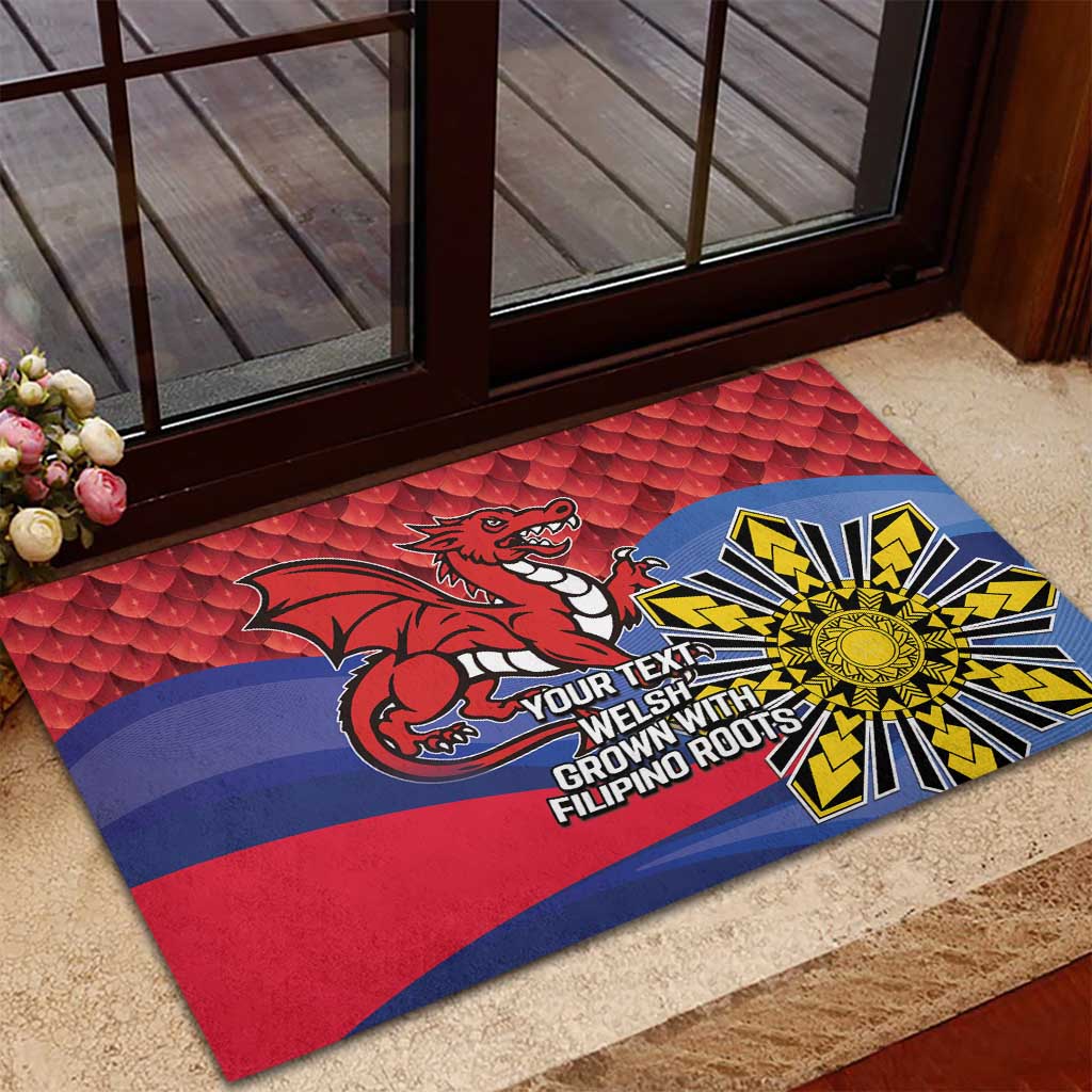Personalized Welsh Grown With Filipino Roots Rubber Doormat