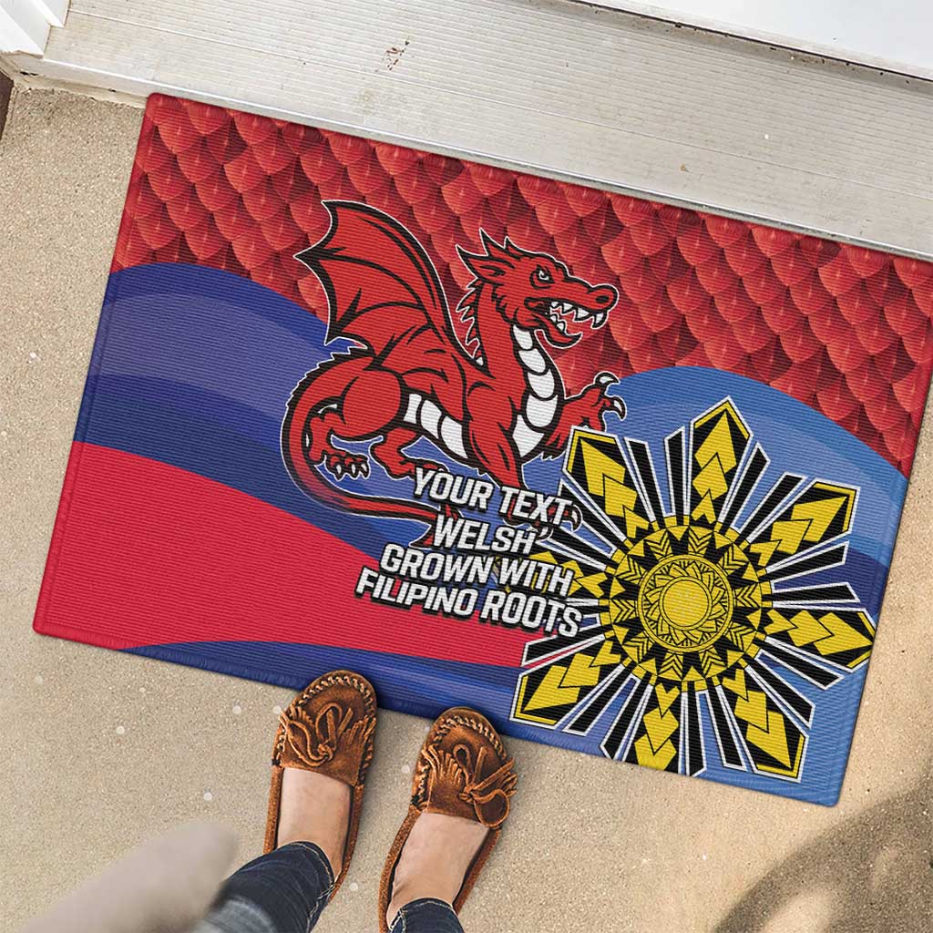 Personalized Welsh Grown With Filipino Roots Rubber Doormat