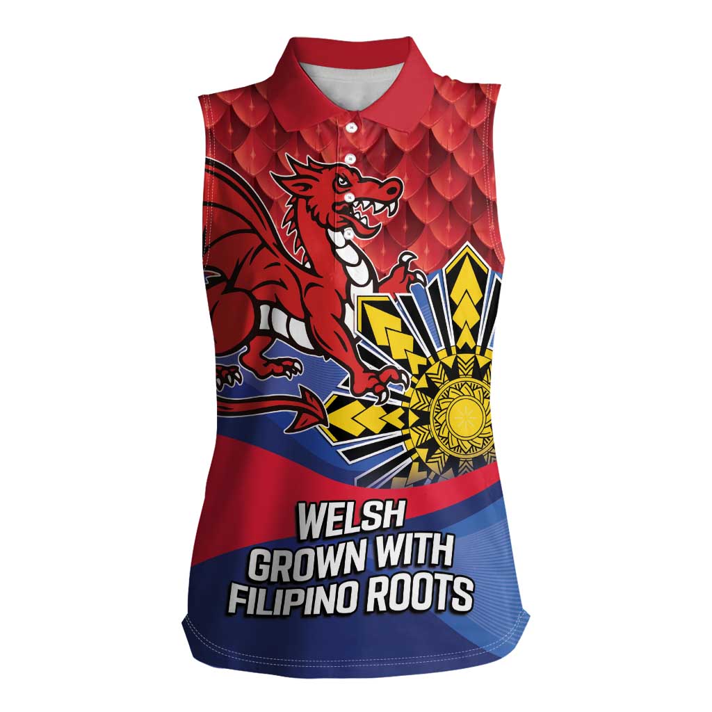 Personalized Welsh Grown With Filipino Roots Women Sleeveless Polo Shirt