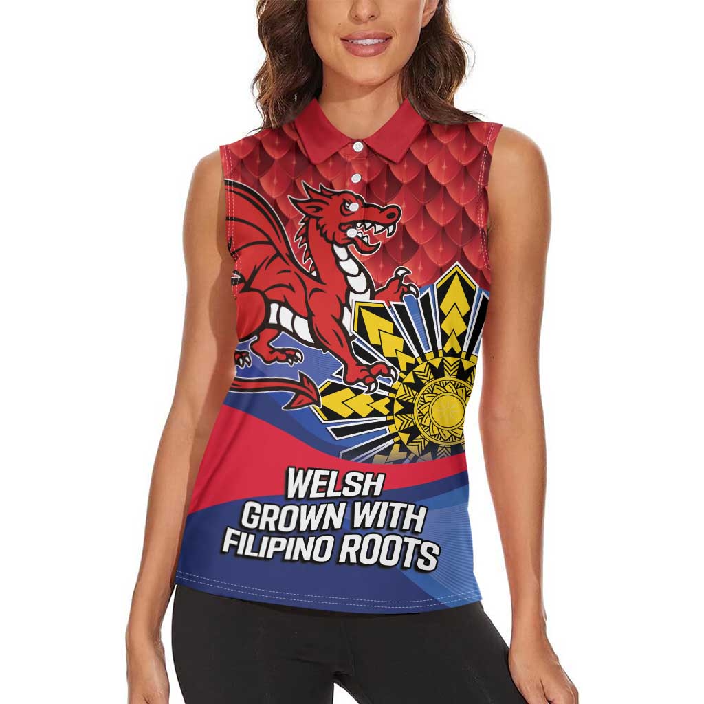 Personalized Welsh Grown With Filipino Roots Women Sleeveless Polo Shirt