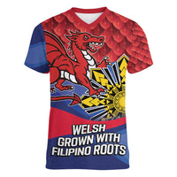 Personalized Welsh Grown With Filipino Roots Women V-Neck T-Shirt