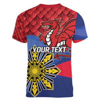 Personalized Welsh Grown With Filipino Roots Women V-Neck T-Shirt