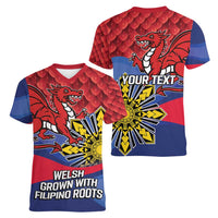 Personalized Welsh Grown With Filipino Roots Women V-Neck T-Shirt