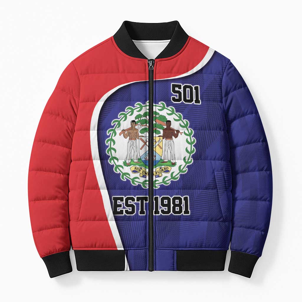 Belize Independence Day Bomber Puffer Jacket Since 1981 September 21 - Wonder Print Shop