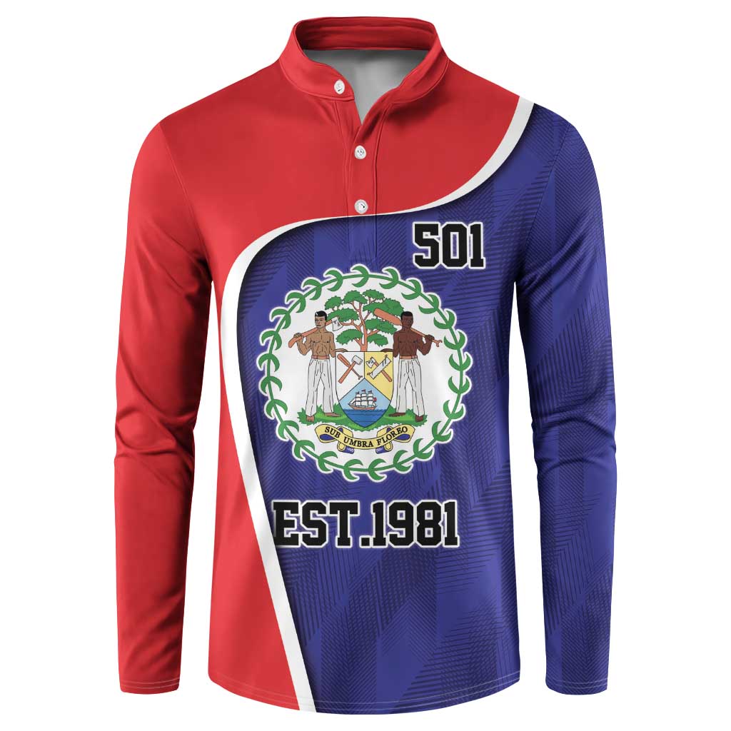 Belize Independence Day Button Sweatshirt Since 1981 September 21 - Wonder Print Shop