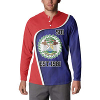 Belize Independence Day Button Sweatshirt Since 1981 September 21 - Wonder Print Shop