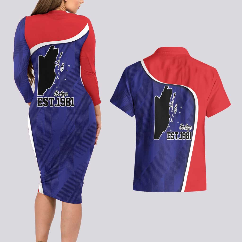 Belize Independence Day Couples Matching Long Sleeve Bodycon Dress and Hawaiian Shirt Since 1981 September 21 - Wonder Print Shop