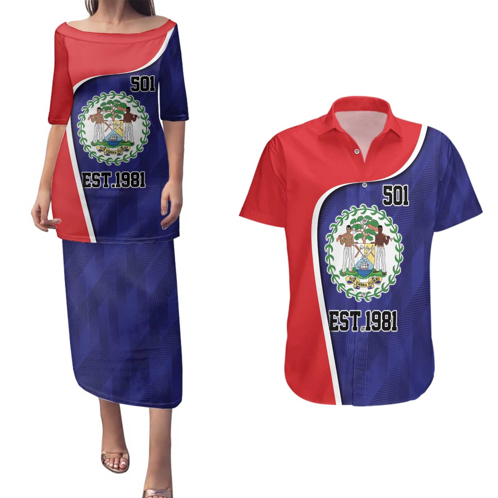 Belize Independence Day Couples Matching Puletasi and Hawaiian Shirt Since 1981 September 21 - Wonder Print Shop