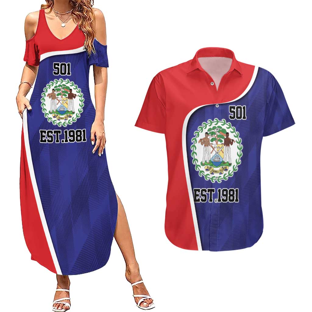 Belize Independence Day Couples Matching Summer Maxi Dress and Hawaiian Shirt Since 1981 September 21 - Wonder Print Shop