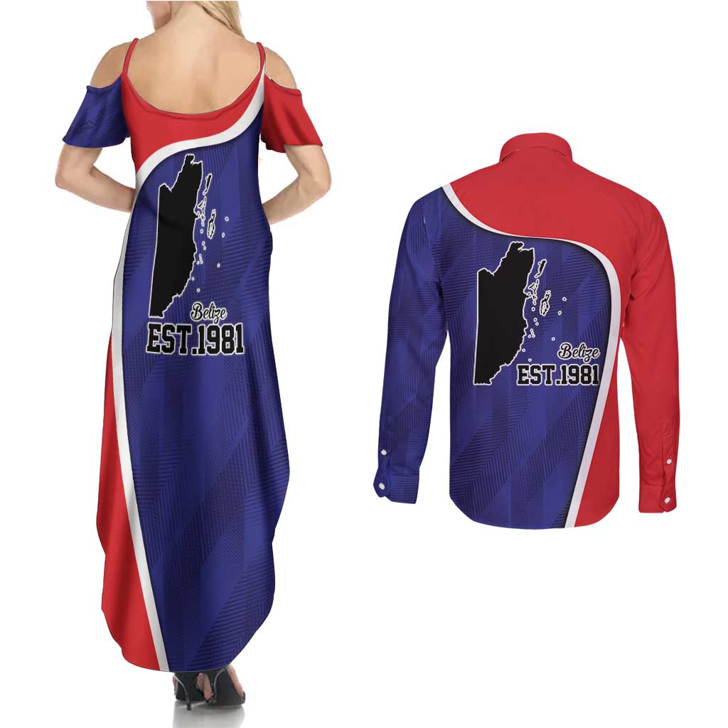 Belize Independence Day Couples Matching Summer Maxi Dress and Long Sleeve Button Shirt Since 1981 September 21 - Wonder Print Shop