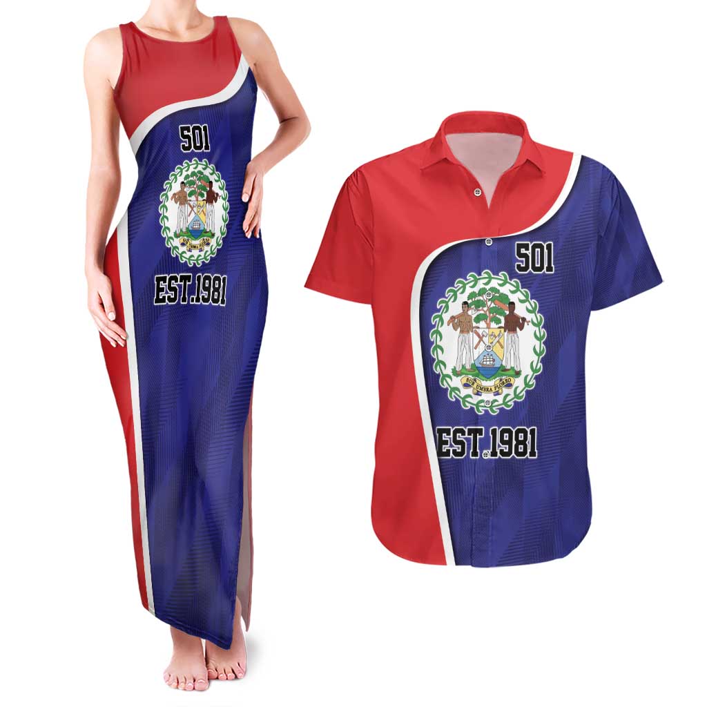 Belize Independence Day Couples Matching Tank Maxi Dress and Hawaiian Shirt Since 1981 September 21 - Wonder Print Shop