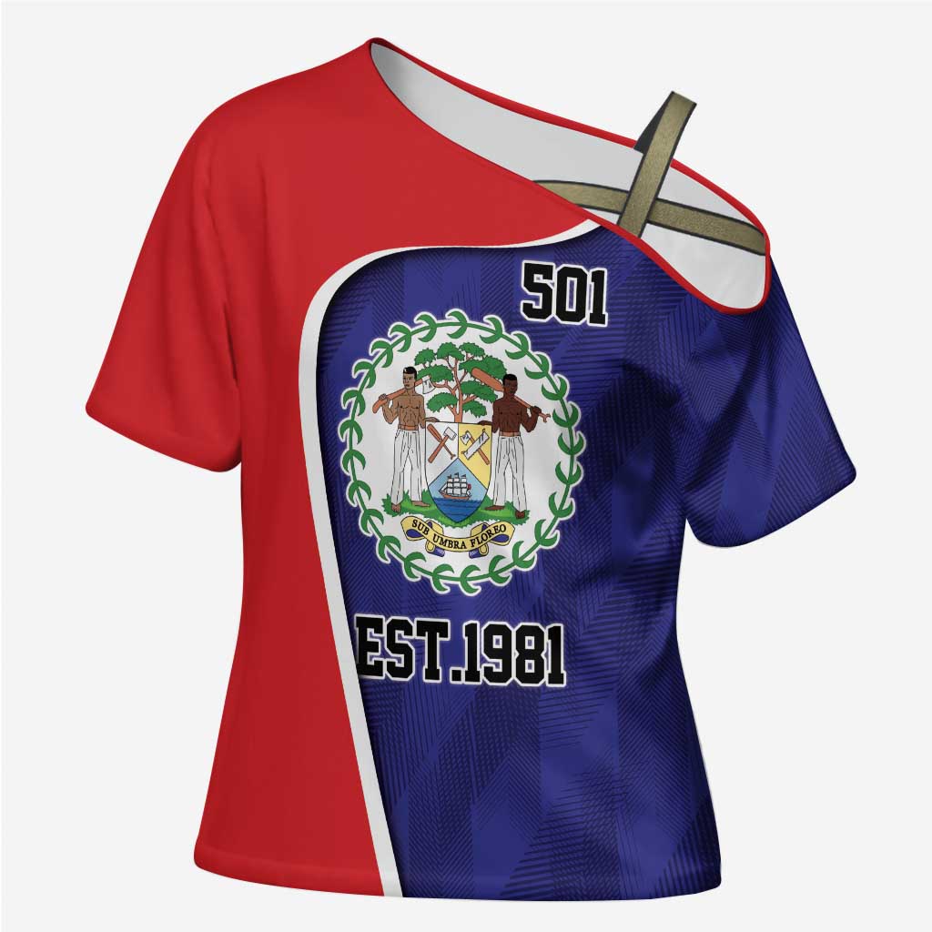 Belize Independence Day Cross Shoulder Shirt Since 1981 September 21 - Wonder Print Shop