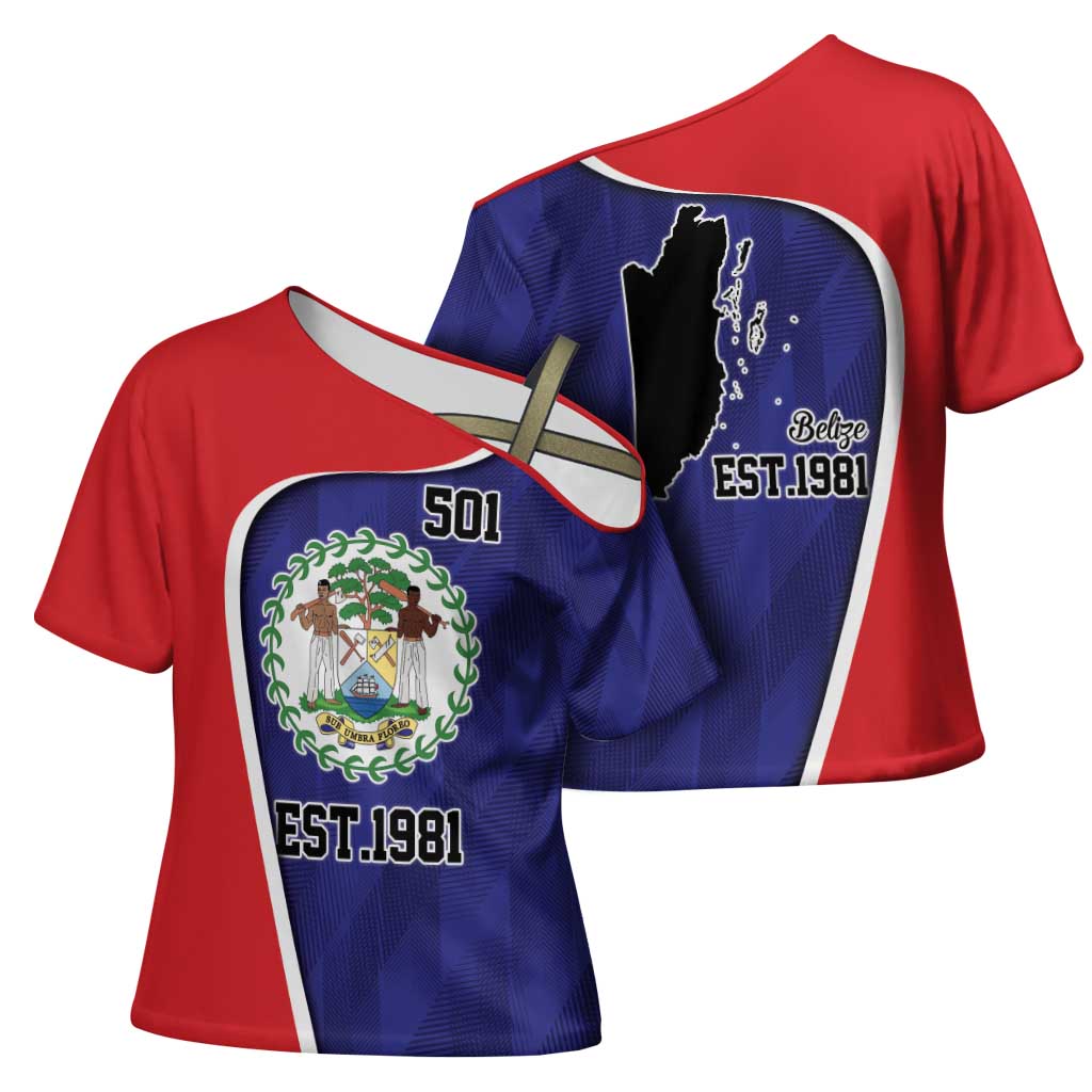 Belize Independence Day Cross Shoulder Shirt Since 1981 September 21 - Wonder Print Shop