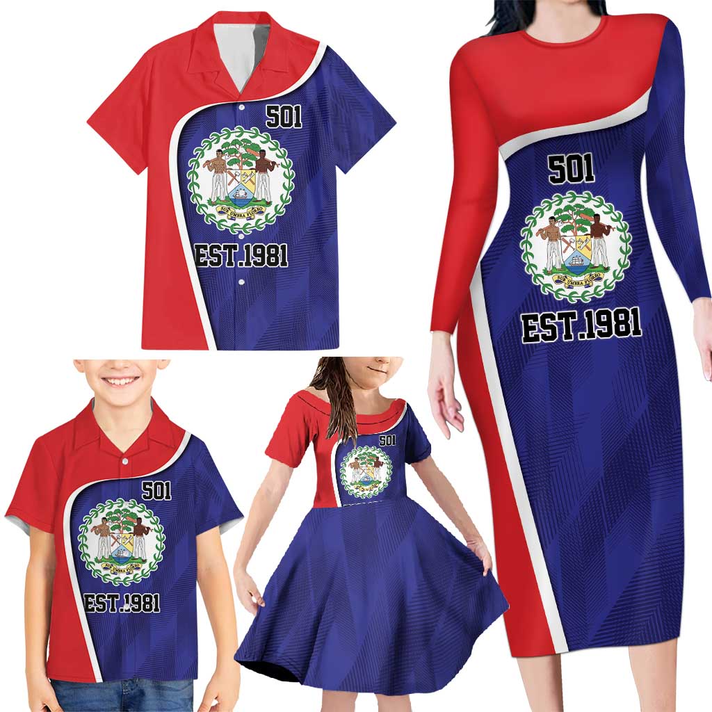 Belize Independence Day Family Matching Long Sleeve Bodycon Dress and Hawaiian Shirt Since 1981 September 21 - Wonder Print Shop