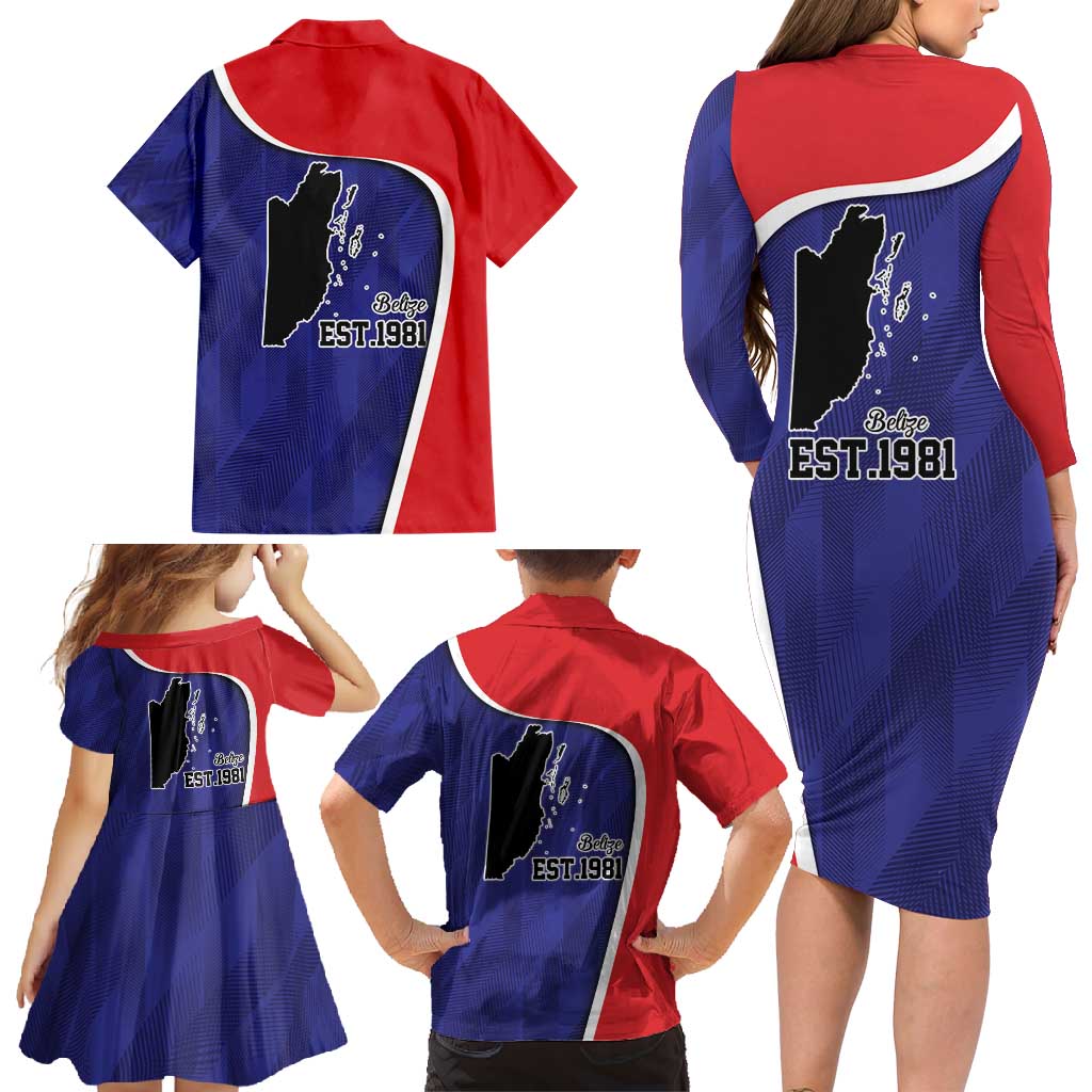 Belize Independence Day Family Matching Long Sleeve Bodycon Dress and Hawaiian Shirt Since 1981 September 21 - Wonder Print Shop